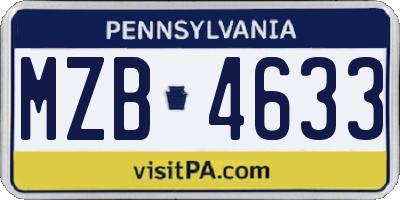 PA license plate MZB4633