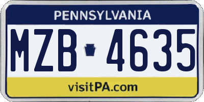 PA license plate MZB4635