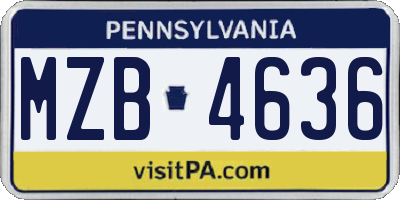 PA license plate MZB4636