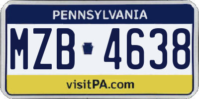 PA license plate MZB4638