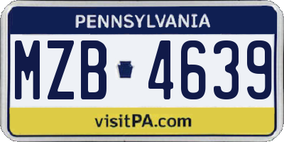 PA license plate MZB4639