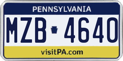 PA license plate MZB4640
