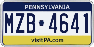 PA license plate MZB4641