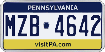 PA license plate MZB4642