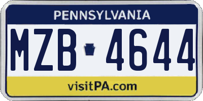 PA license plate MZB4644