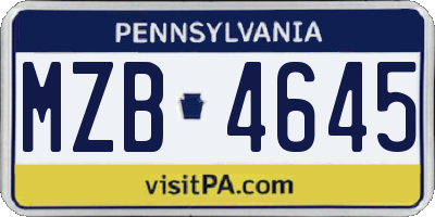 PA license plate MZB4645