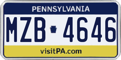 PA license plate MZB4646