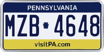 PA license plate MZB4648