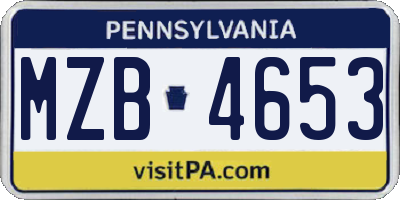 PA license plate MZB4653