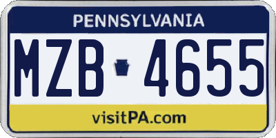 PA license plate MZB4655