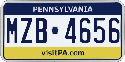 PA license plate MZB4656
