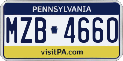 PA license plate MZB4660