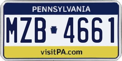 PA license plate MZB4661