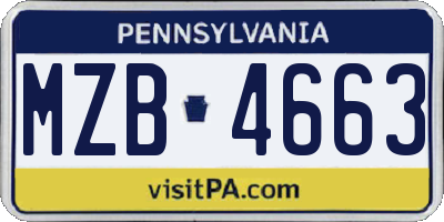 PA license plate MZB4663