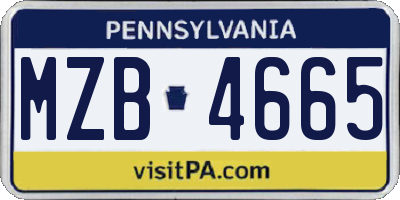 PA license plate MZB4665