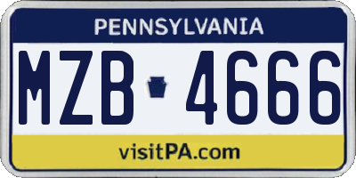 PA license plate MZB4666
