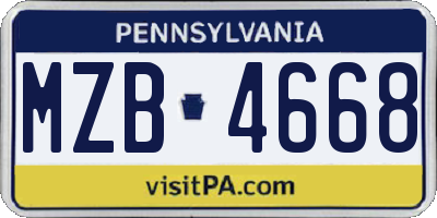 PA license plate MZB4668
