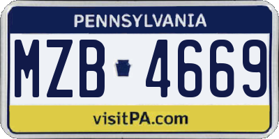 PA license plate MZB4669