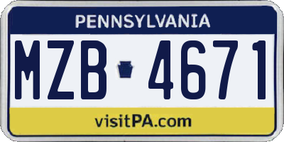 PA license plate MZB4671