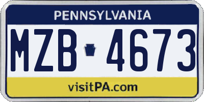 PA license plate MZB4673