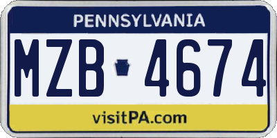 PA license plate MZB4674