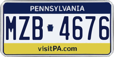 PA license plate MZB4676
