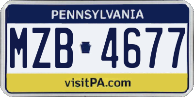 PA license plate MZB4677