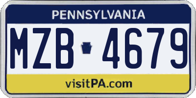 PA license plate MZB4679