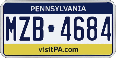 PA license plate MZB4684