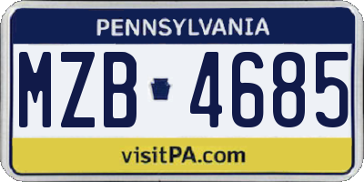 PA license plate MZB4685
