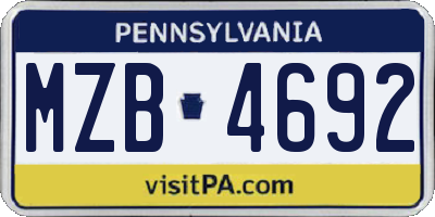 PA license plate MZB4692