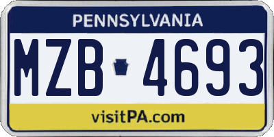 PA license plate MZB4693