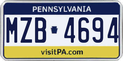 PA license plate MZB4694