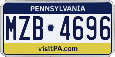 PA license plate MZB4696
