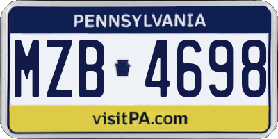 PA license plate MZB4698