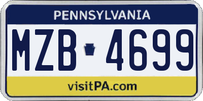 PA license plate MZB4699