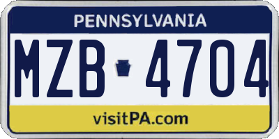 PA license plate MZB4704
