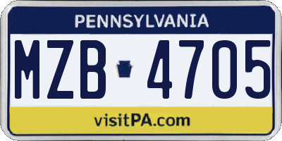 PA license plate MZB4705