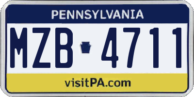 PA license plate MZB4711