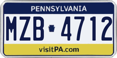 PA license plate MZB4712