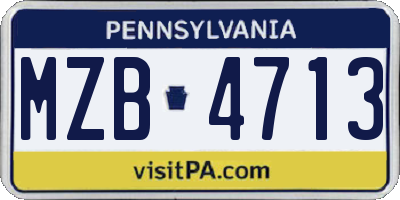 PA license plate MZB4713