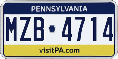 PA license plate MZB4714