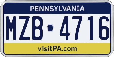 PA license plate MZB4716