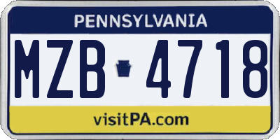 PA license plate MZB4718