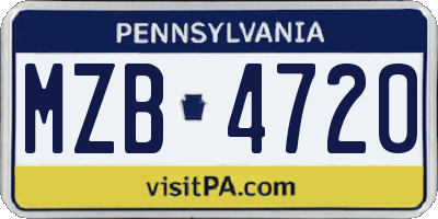 PA license plate MZB4720