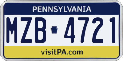 PA license plate MZB4721