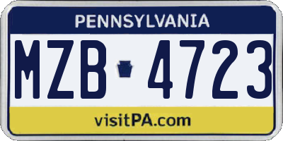 PA license plate MZB4723