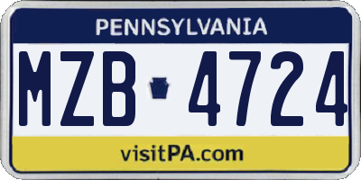 PA license plate MZB4724