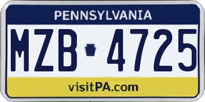 PA license plate MZB4725