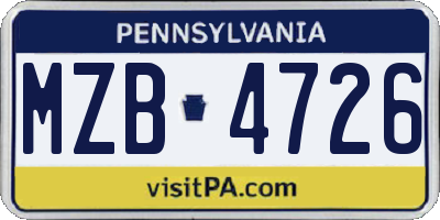 PA license plate MZB4726
